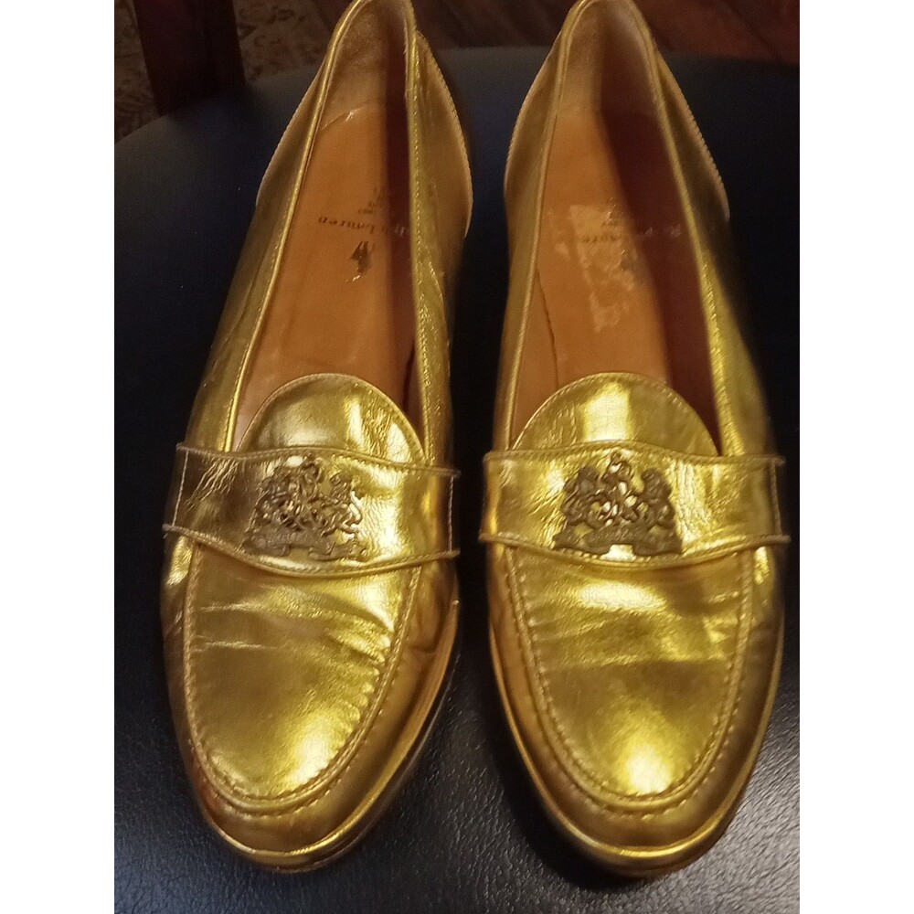 Vintage Ralph Lauren Gold Slip on Shoes 8 Never Worn